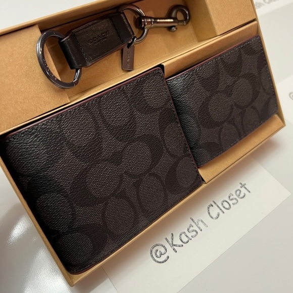 Coach Mens Wallet Boxed 3 In 1 Wallet Gift Set In Signature Canvas - Picture 1 of 9